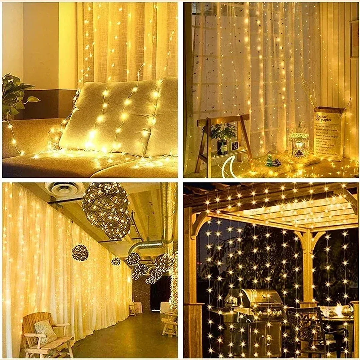 Cortina de LED 3 x 3 m com 300 luzes e 8 efeitos, foto 3