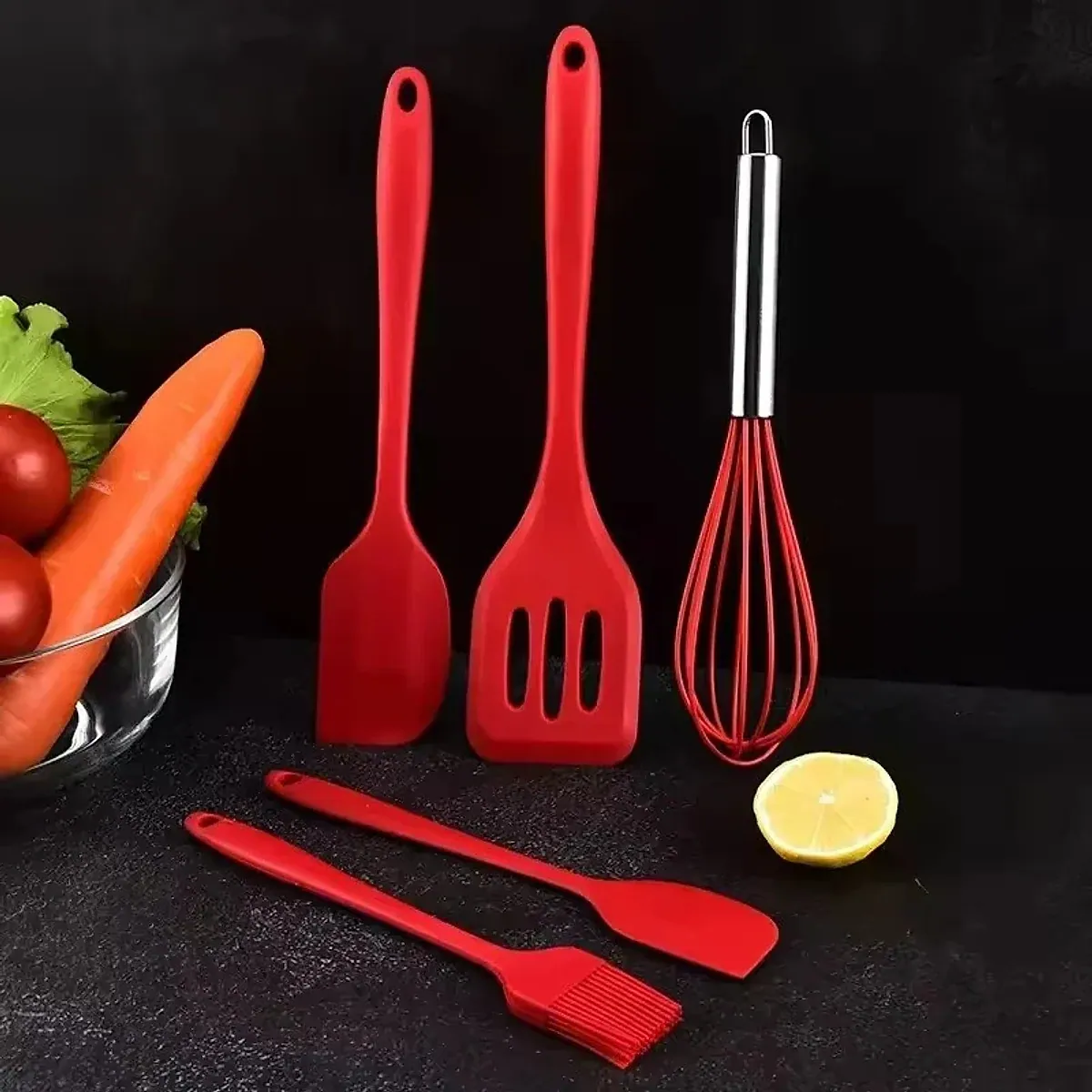 Kit 5 utensílios de cozinha em silicone