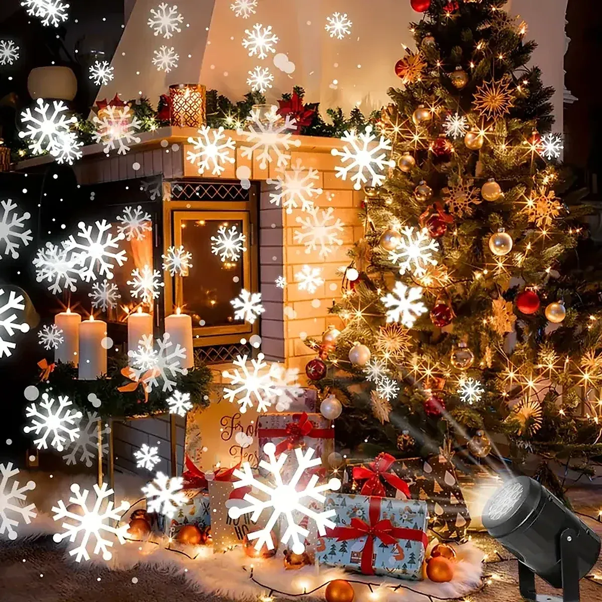 Projetor de Natal LED de flocos de neve para parede, fachada e jardim, foto 2