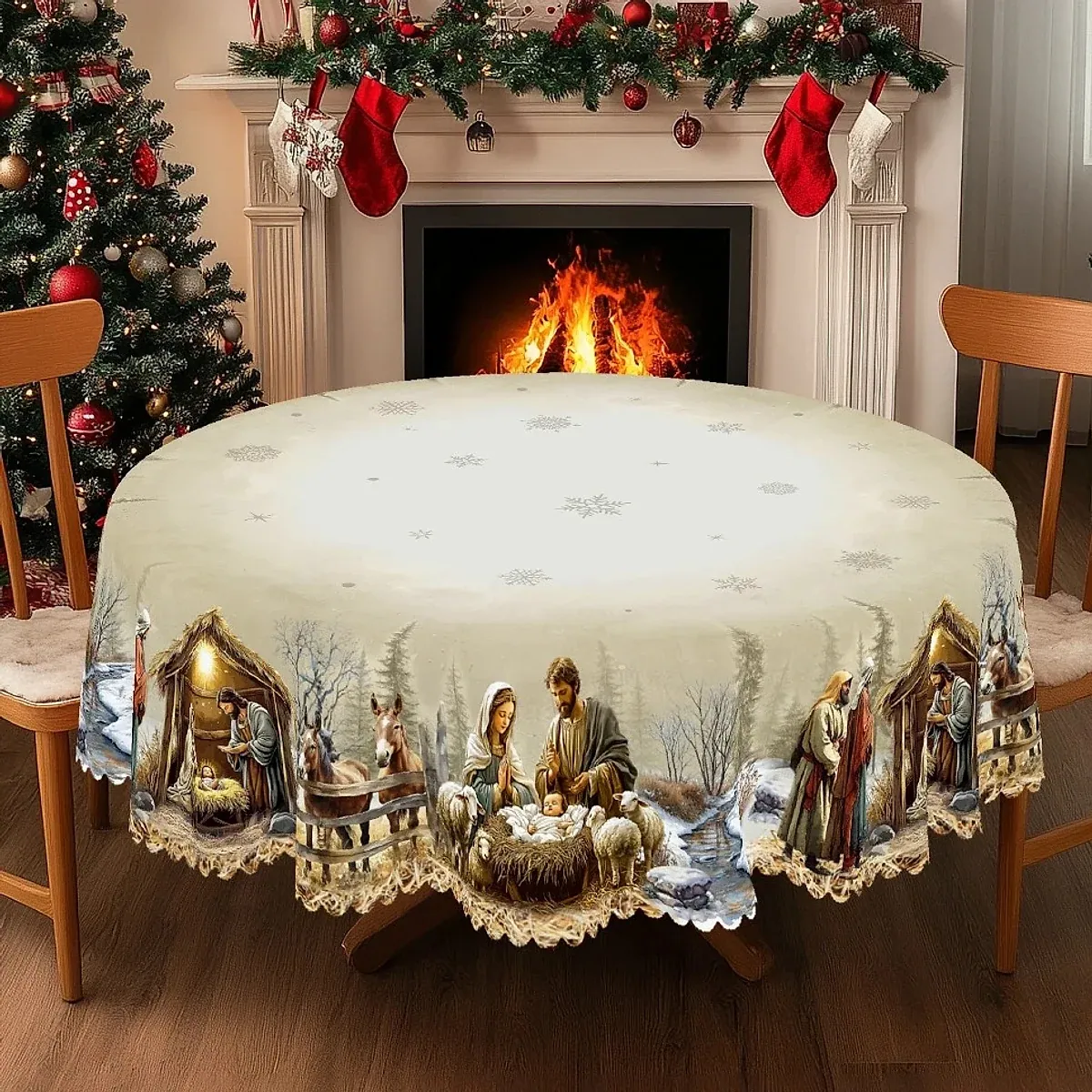 Toalha de mesa de Natal estampa presépio